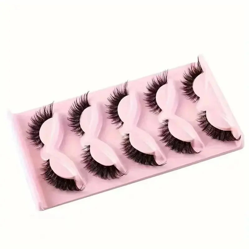 Hot Selling Makeup 5 Pairs Cat Eye Lashes Faux Eyelashes Eye Elongated False Eyelashes