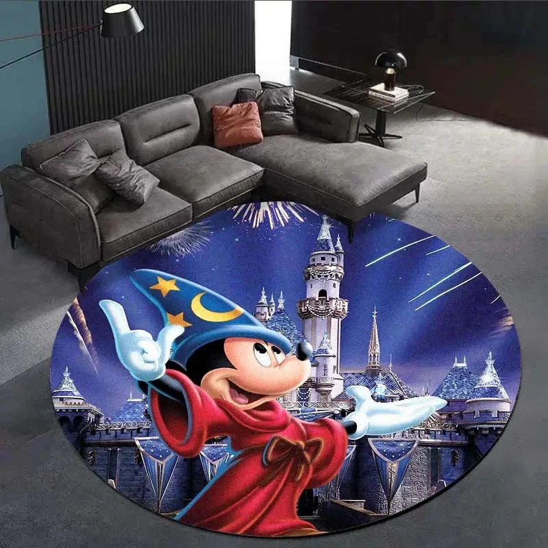 MINISO DISNEY Minnie and Butterfly Carpet Rug Suitable for Reading Room Game Room Living Room and Coffee Shop Printed Round Rug