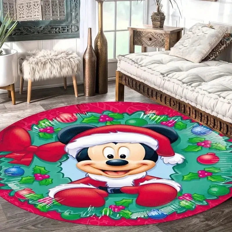 MINISO DISNEY Minnie and Butterfly Carpet Rug Suitable for Reading Room Game Room Living Room and Coffee Shop Printed Round Rug