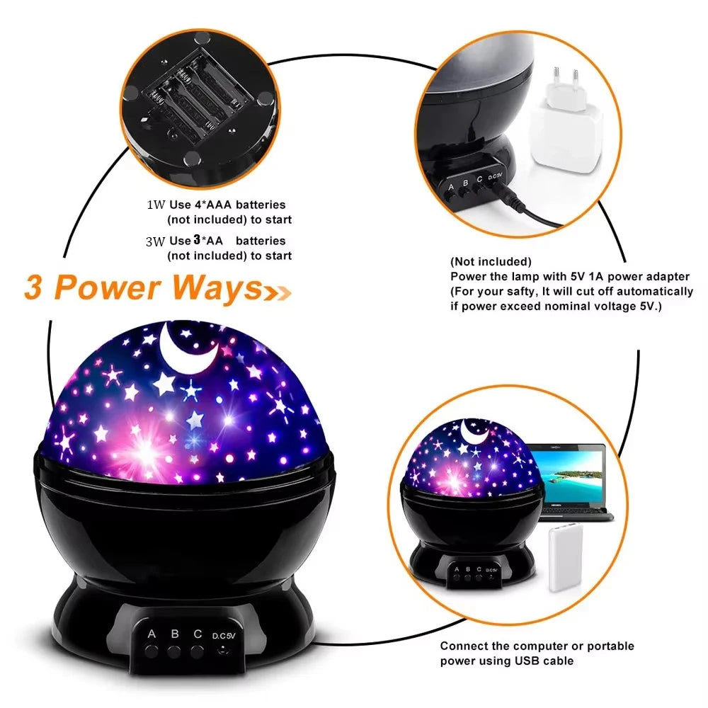 LED Night Light Nebula Star Projector 360 Degree Rotation 12 Light Color